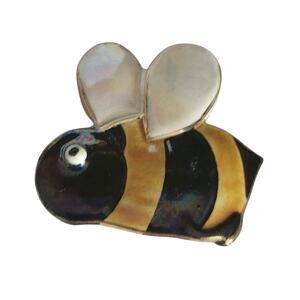 Vtg  Art  Deco Painted Matte Black Gold  Zebra Pin Brooch